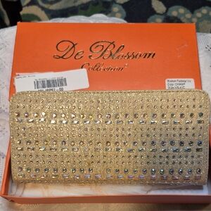Vintage De Blossom Gold Crystal Clutch Wristlet